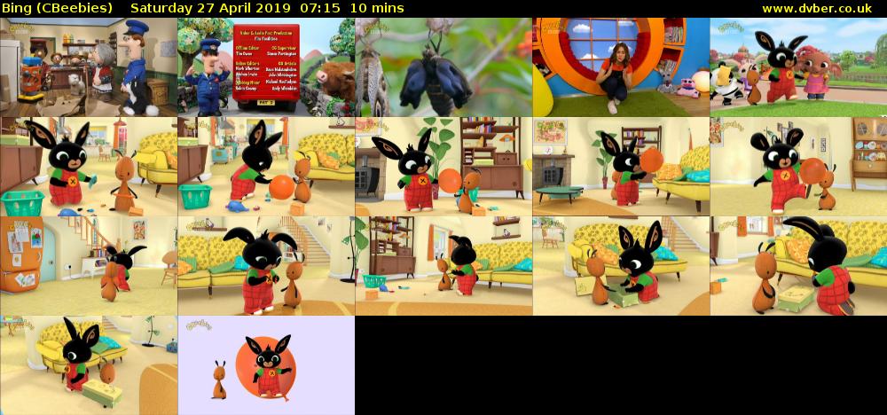 Bing (CBeebies) Saturday 27 April 2019 07:15 - 07:25