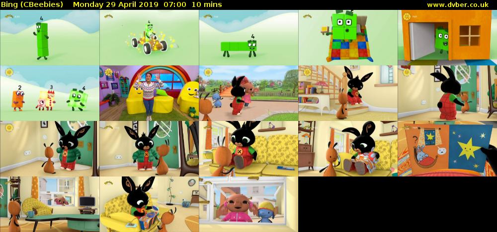 Bing (CBeebies) Monday 29 April 2019 07:00 - 07:10