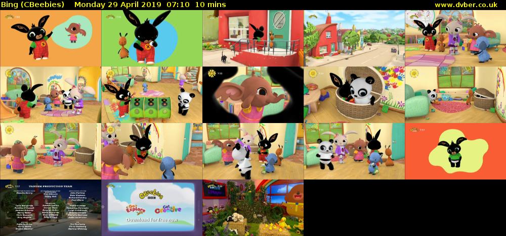 Bing (CBeebies) Monday 29 April 2019 07:10 - 07:20