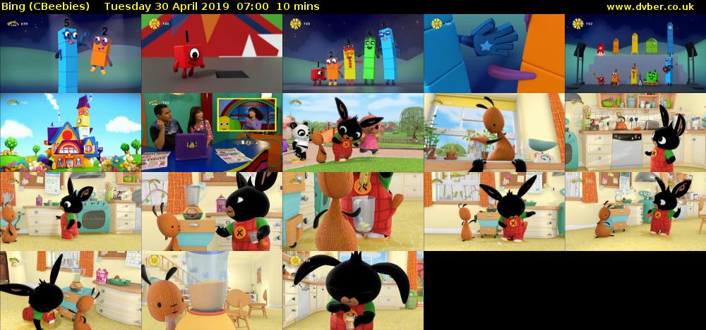 Bing (CBeebies) Tuesday 30 April 2019 07:00 - 07:10