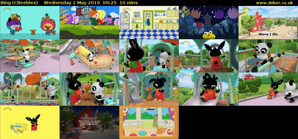 Bing (CBeebies) Wednesday 1 May 2019 09:25 - 09:35