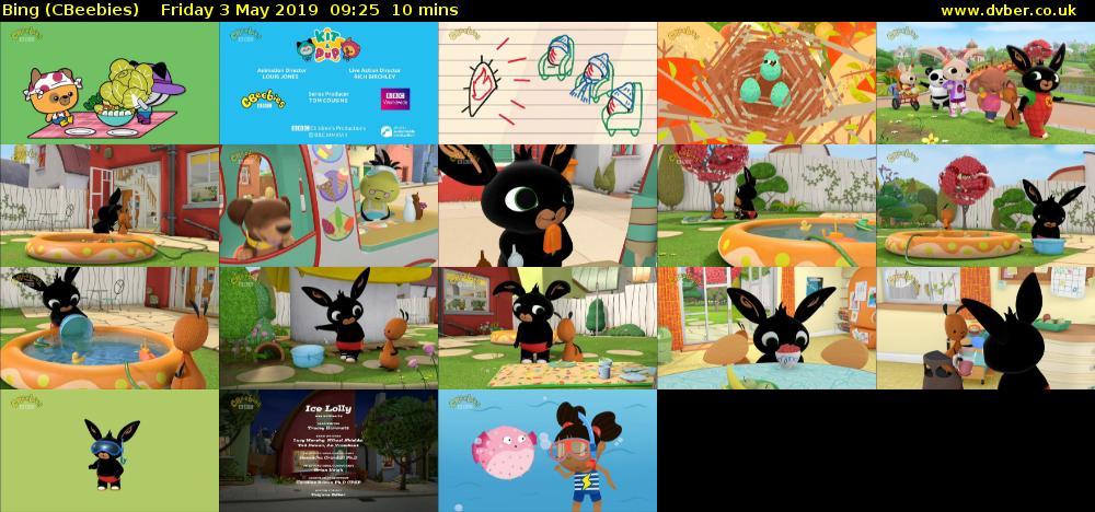 Bing (CBeebies) Friday 3 May 2019 09:25 - 09:35
