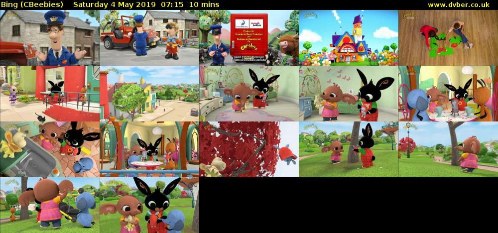 Bing (CBeebies) Saturday 4 May 2019 07:15 - 07:25