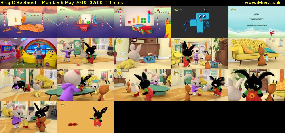 Bing (CBeebies) Monday 6 May 2019 07:00 - 07:10