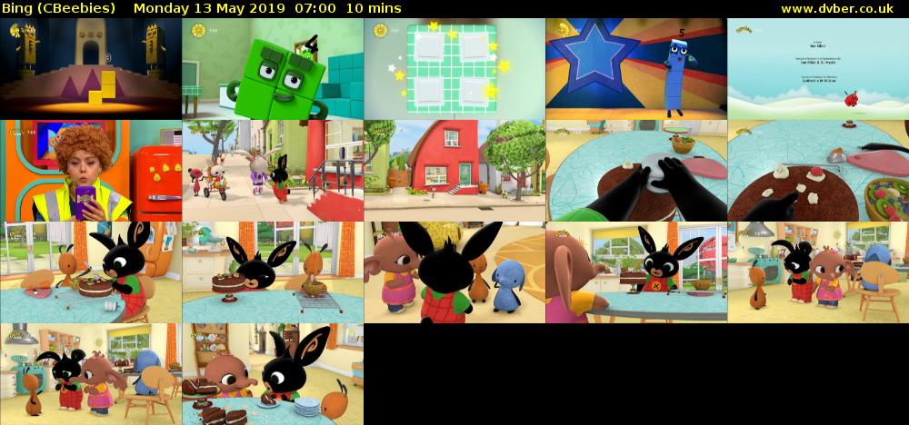 Bing (CBeebies) Monday 13 May 2019 07:00 - 07:10