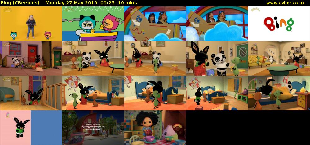Bing (CBeebies) Monday 27 May 2019 09:25 - 09:35