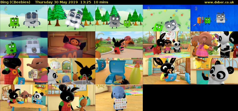 Bing (CBeebies) Thursday 30 May 2019 13:25 - 13:35