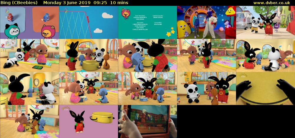 Bing (CBeebies) Monday 3 June 2019 09:25 - 09:35
