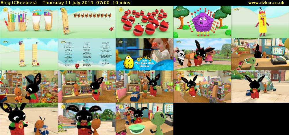 Bing (CBeebies) Thursday 11 July 2019 07:00 - 07:10