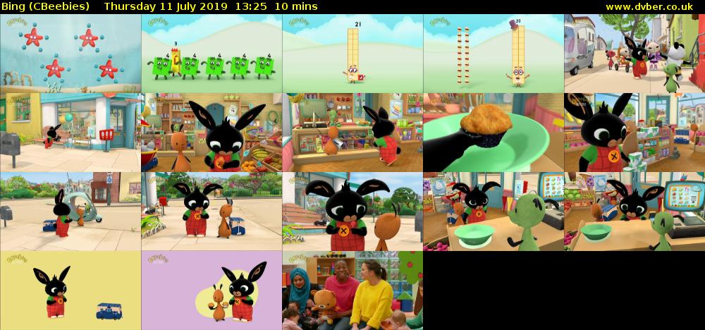 Bing (CBeebies) Thursday 11 July 2019 13:25 - 13:35