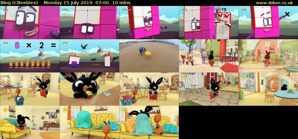 Bing (CBeebies) Monday 15 July 2019 07:00 - 07:10