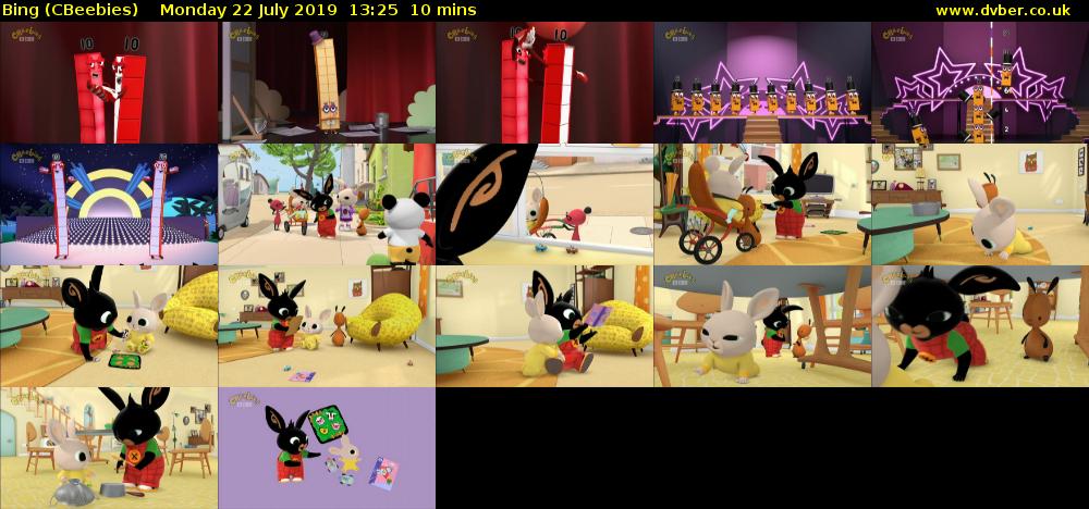 Bing (CBeebies) Monday 22 July 2019 13:25 - 13:35