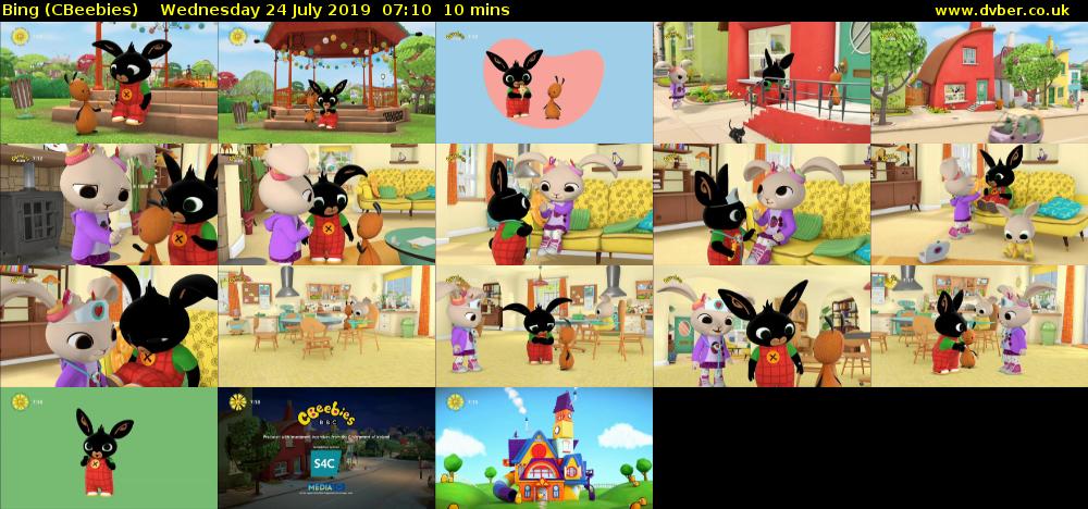 Bing (CBeebies) Wednesday 24 July 2019 07:10 - 07:20