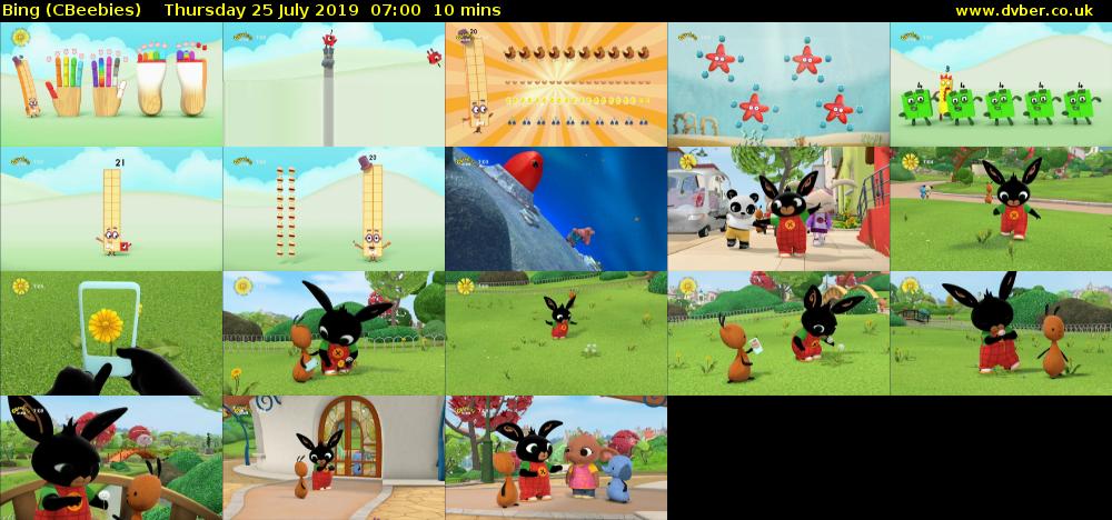 Bing (CBeebies) Thursday 25 July 2019 07:00 - 07:10