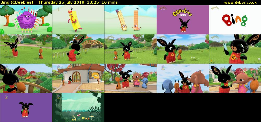 Bing (CBeebies) Thursday 25 July 2019 13:25 - 13:35