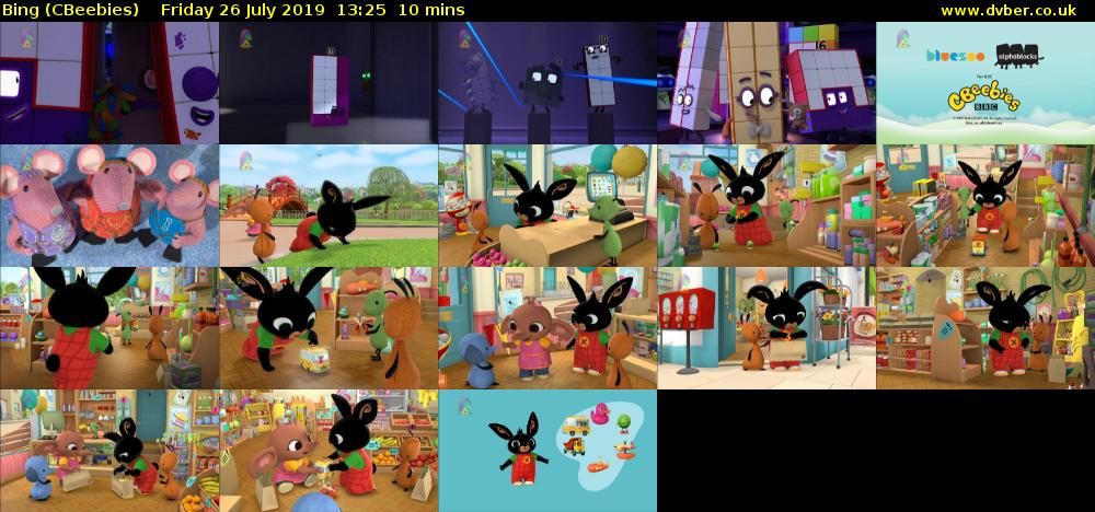 Bing (CBeebies) Friday 26 July 2019 13:25 - 13:35