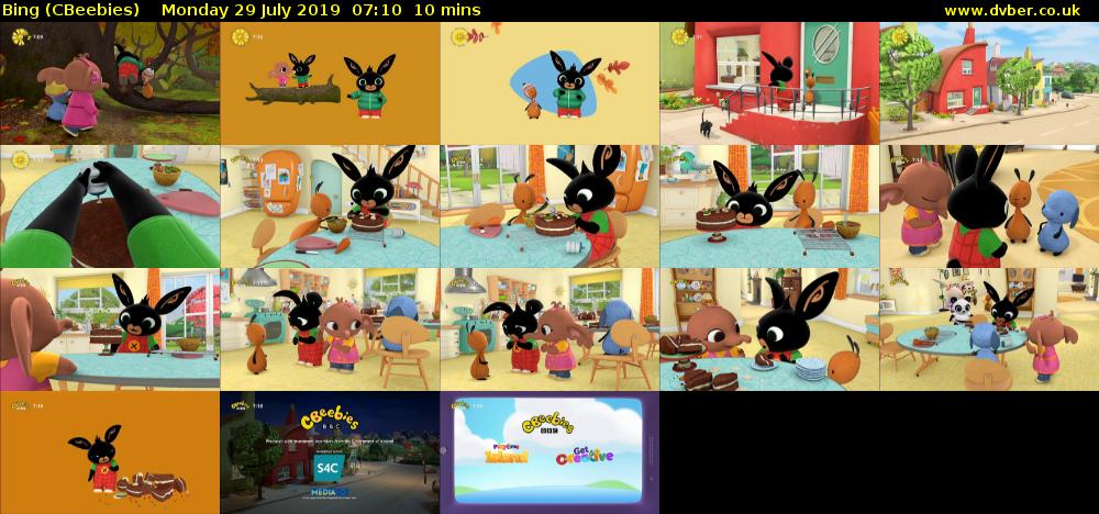 Bing (CBeebies) Monday 29 July 2019 07:10 - 07:20