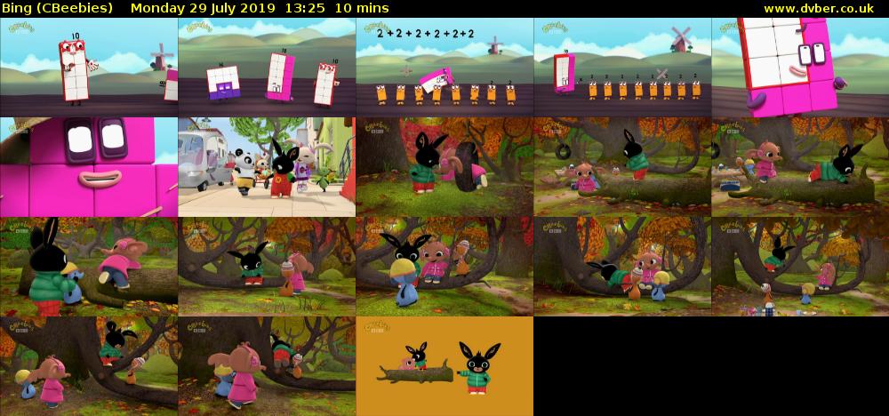 Bing (CBeebies) Monday 29 July 2019 13:25 - 13:35