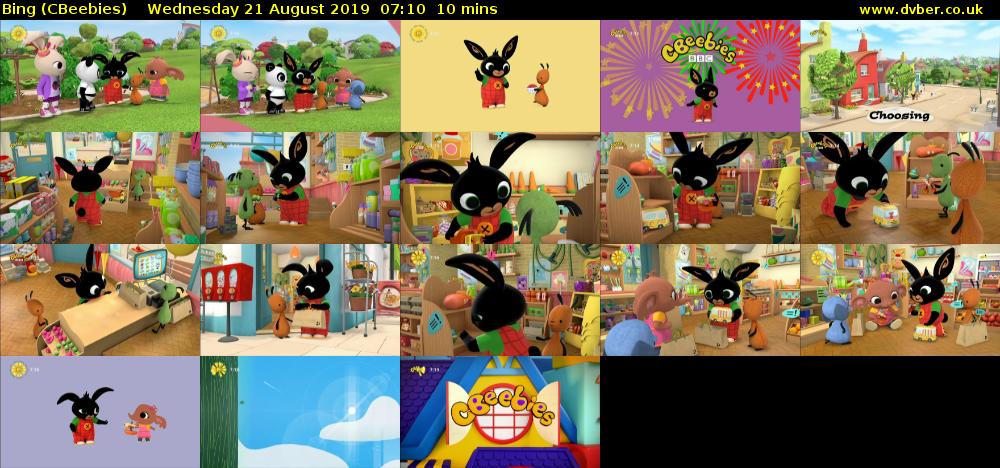 Bing (CBeebies) Wednesday 21 August 2019 07:10 - 07:20
