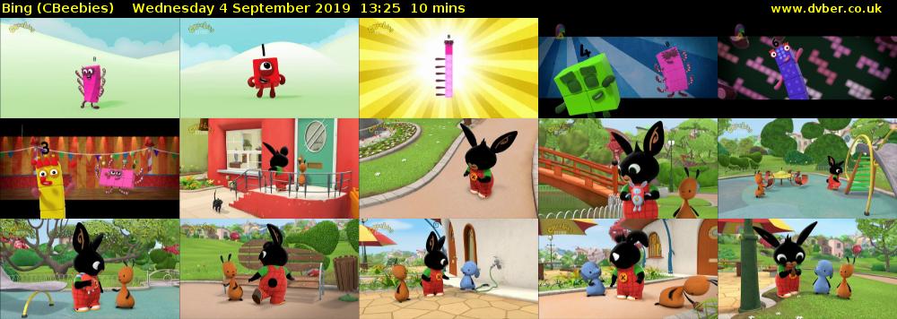 Bing (CBeebies) Wednesday 4 September 2019 13:25 - 13:35