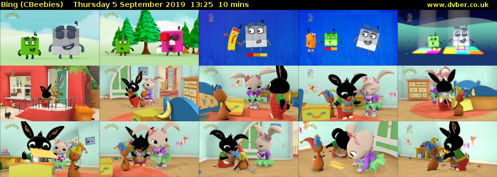 Bing (CBeebies) Thursday 5 September 2019 13:25 - 13:35
