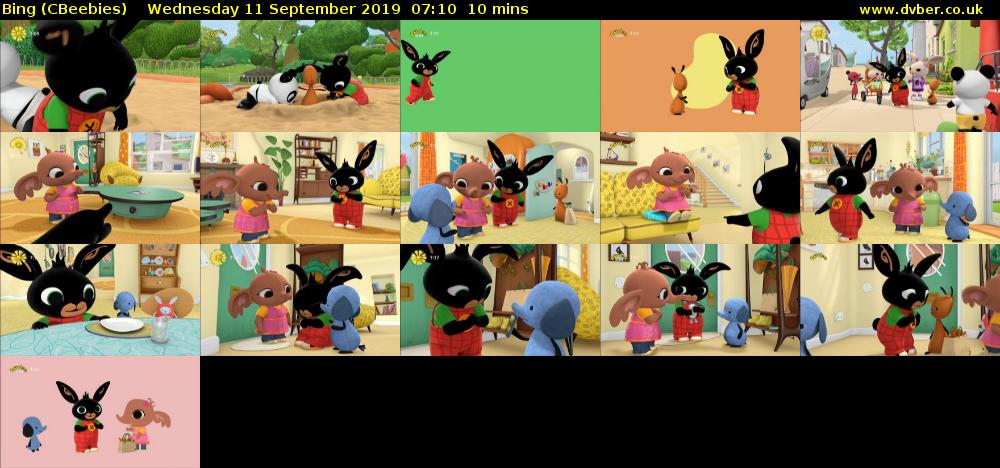 Bing (CBeebies) Wednesday 11 September 2019 07:10 - 07:20