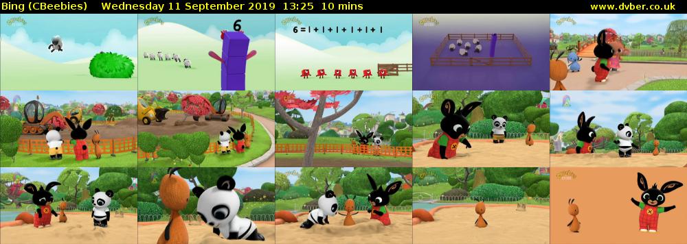 Bing (CBeebies) Wednesday 11 September 2019 13:25 - 13:35