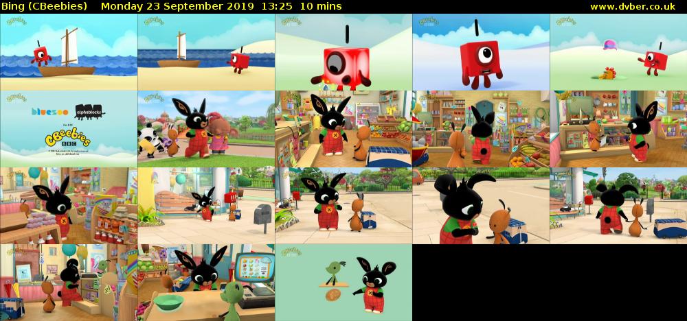 Bing (CBeebies) Monday 23 September 2019 13:25 - 13:35