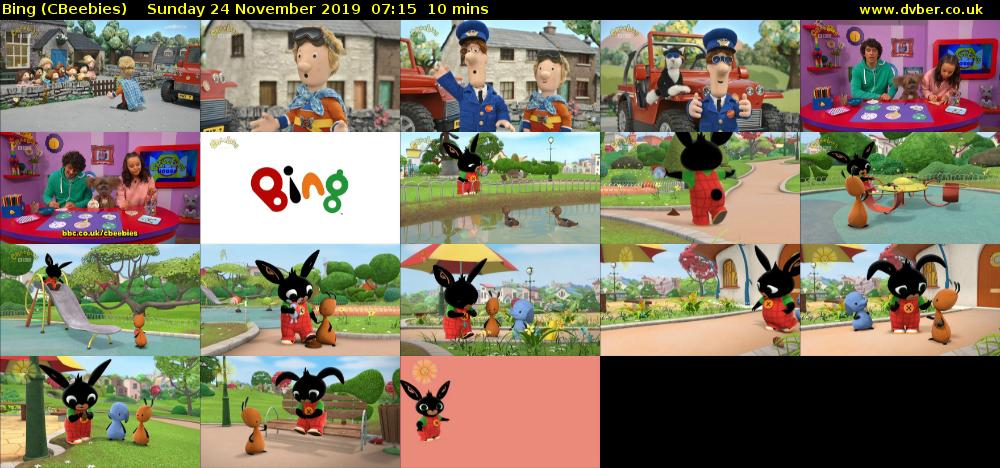 Bing (CBeebies) Sunday 24 November 2019 07:15 - 07:25