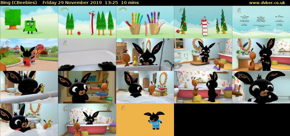 Bing (CBeebies) Friday 29 November 2019 13:25 - 13:35
