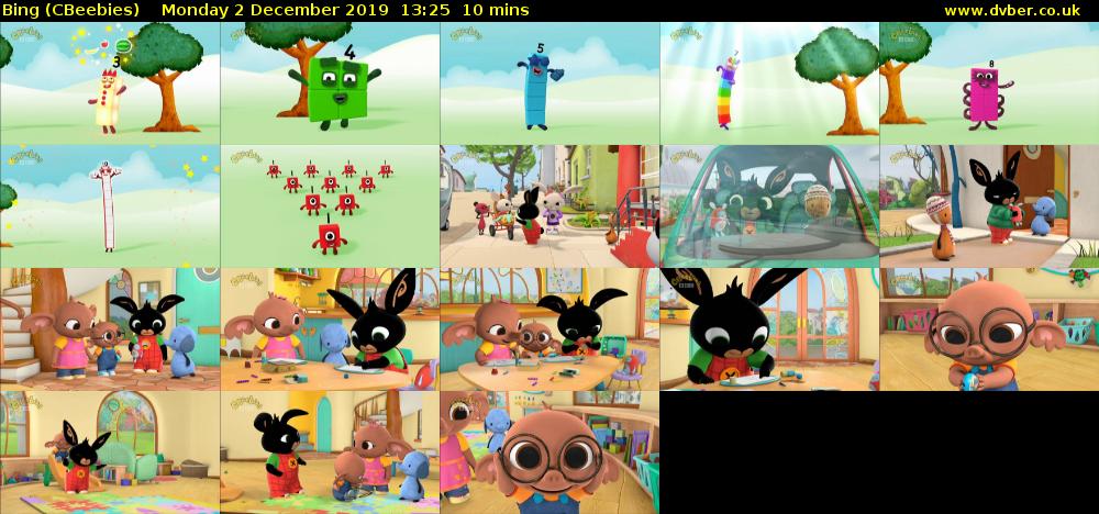 Bing (CBeebies) Monday 2 December 2019 13:25 - 13:35