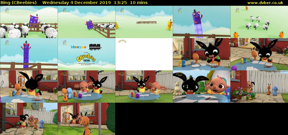 Bing (CBeebies) Wednesday 4 December 2019 13:25 - 13:35