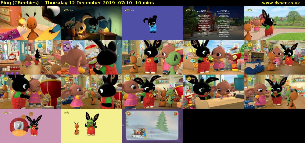 Bing (CBeebies) Thursday 12 December 2019 07:10 - 07:20