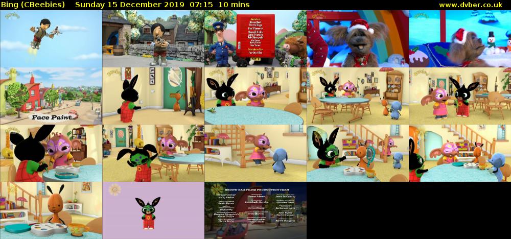 Bing (CBeebies) Sunday 15 December 2019 07:15 - 07:25