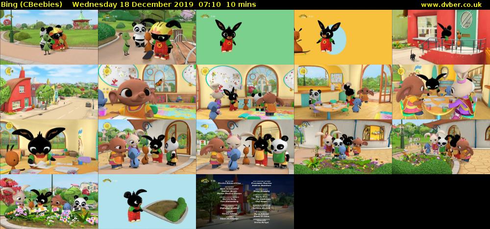 Bing (CBeebies) Wednesday 18 December 2019 07:10 - 07:20