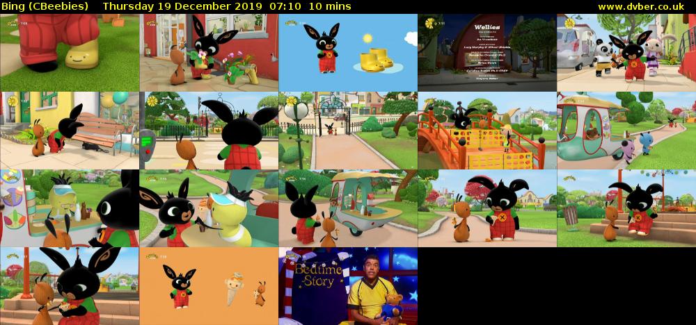 Bing (CBeebies) Thursday 19 December 2019 07:10 - 07:20