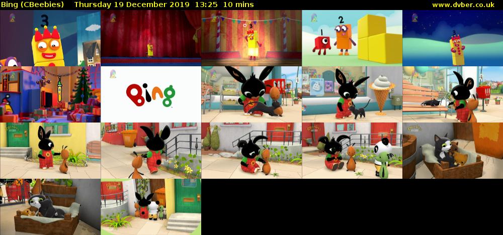 Bing (CBeebies) Thursday 19 December 2019 13:25 - 13:35