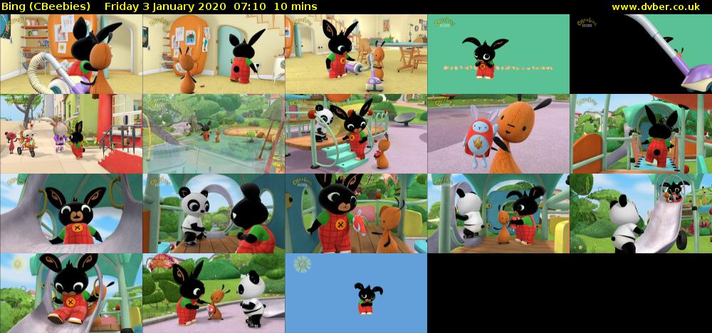 Bing (CBeebies) Friday 3 January 2020 07:10 - 07:20