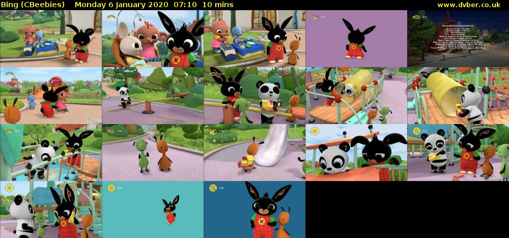 Bing (CBeebies) Monday 6 January 2020 07:10 - 07:20