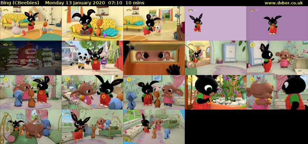 Bing (CBeebies) Monday 13 January 2020 07:10 - 07:20