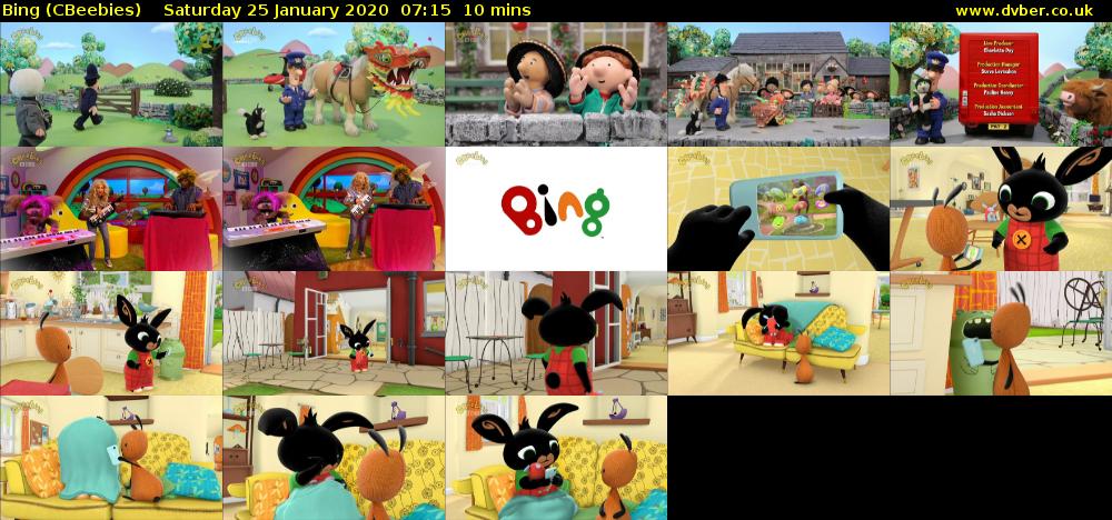 Bing (CBeebies) Saturday 25 January 2020 07:15 - 07:25