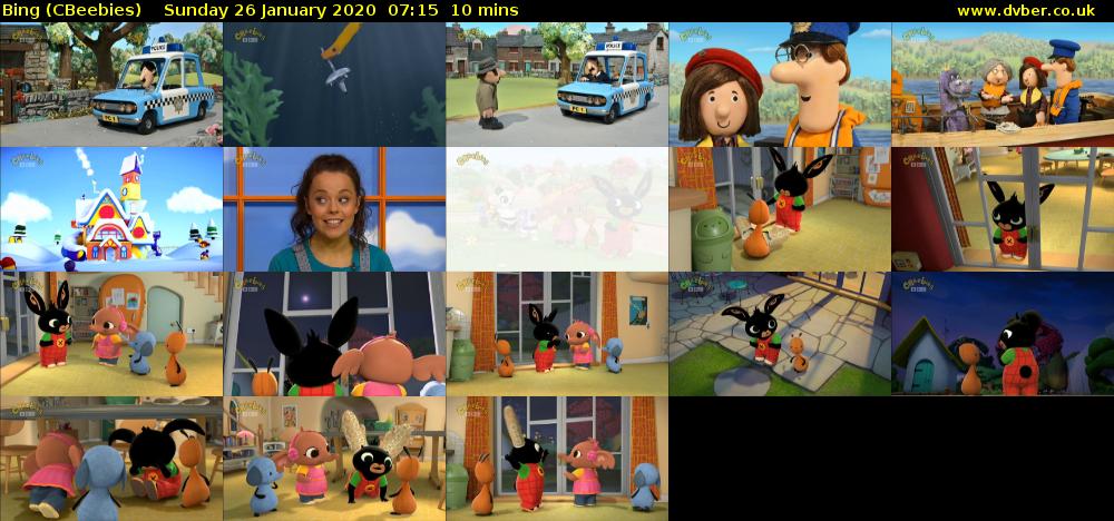 Bing (CBeebies) Sunday 26 January 2020 07:15 - 07:25