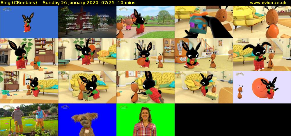 Bing (CBeebies) Sunday 26 January 2020 07:25 - 07:35