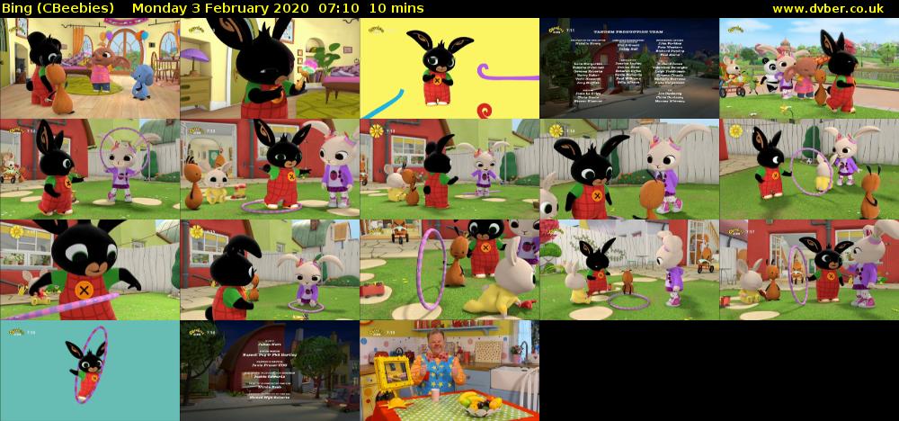 Bing (CBeebies) Monday 3 February 2020 07:10 - 07:20