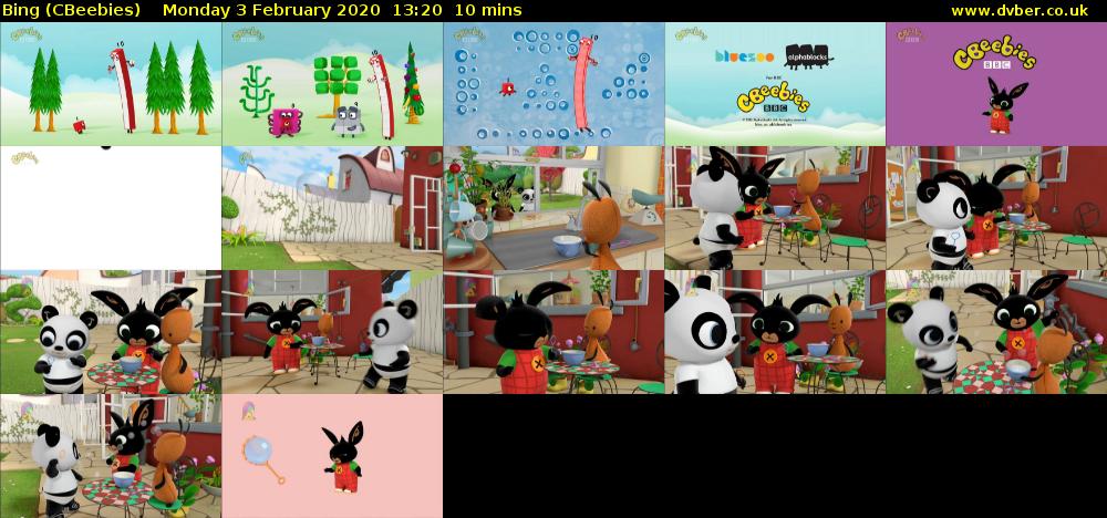 Bing (CBeebies) Monday 3 February 2020 13:20 - 13:30