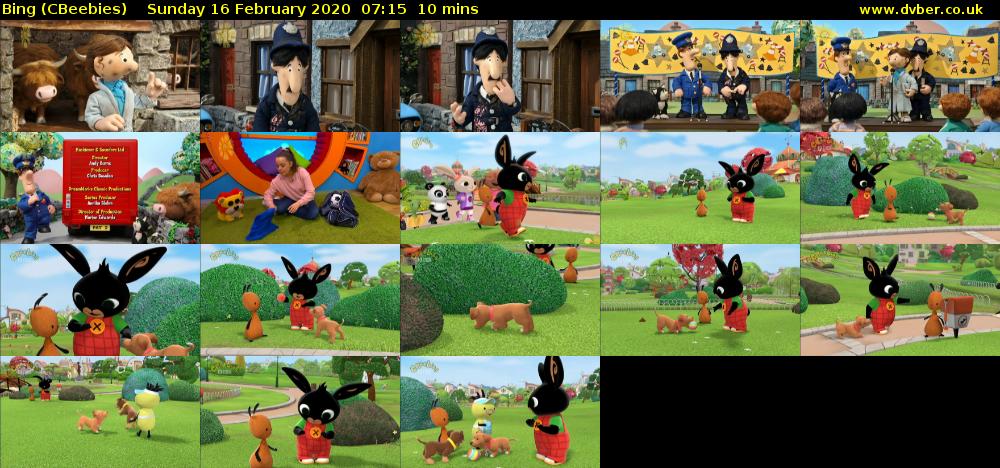 Bing (CBeebies) Sunday 16 February 2020 07:15 - 07:25