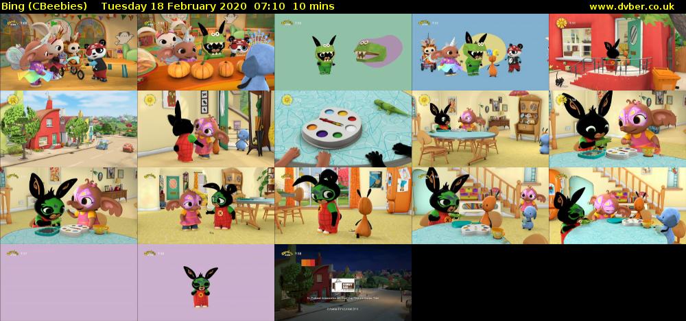 Bing (CBeebies) Tuesday 18 February 2020 07:10 - 07:20