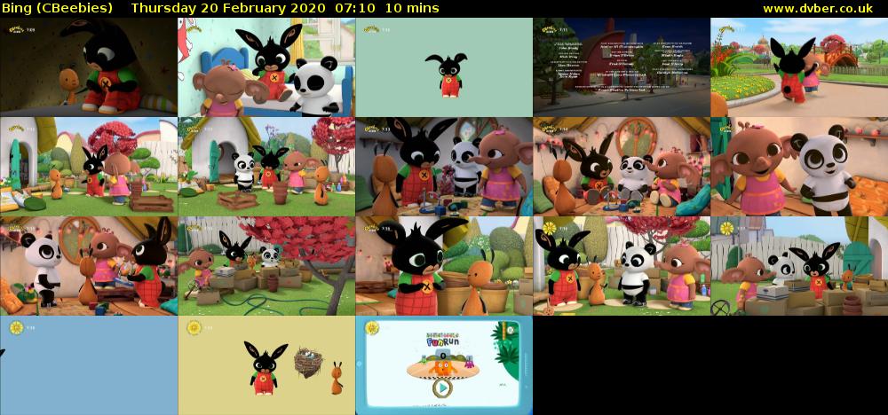 Bing (CBeebies) Thursday 20 February 2020 07:10 - 07:20