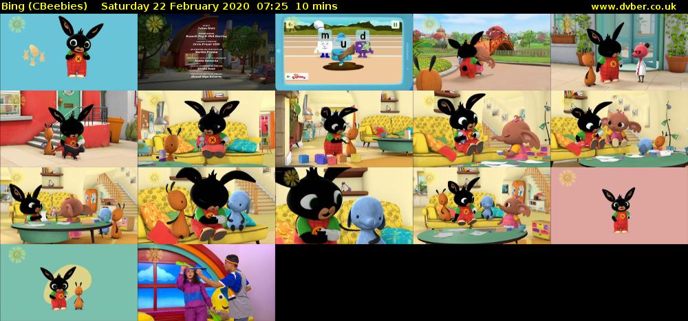 Bing (CBeebies) Saturday 22 February 2020 07:25 - 07:35