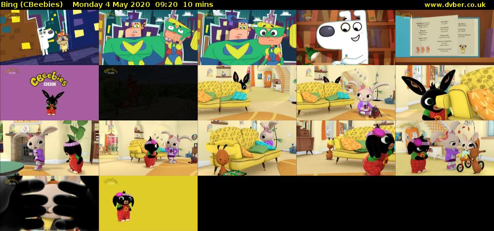 Bing (CBeebies) Monday 4 May 2020 09:20 - 09:30